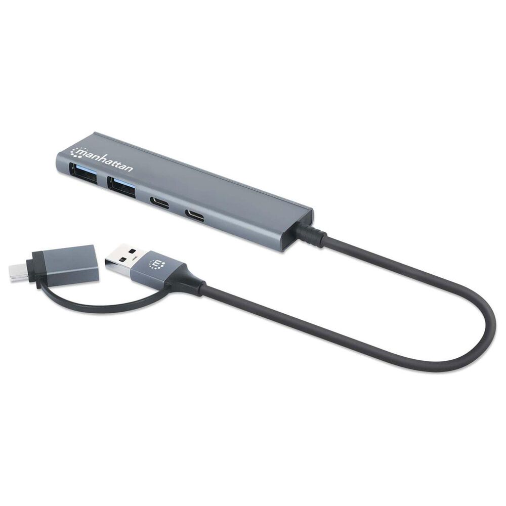 Manhattan 4-Port USB 3.0 Combo Hub in Space Gray, , large