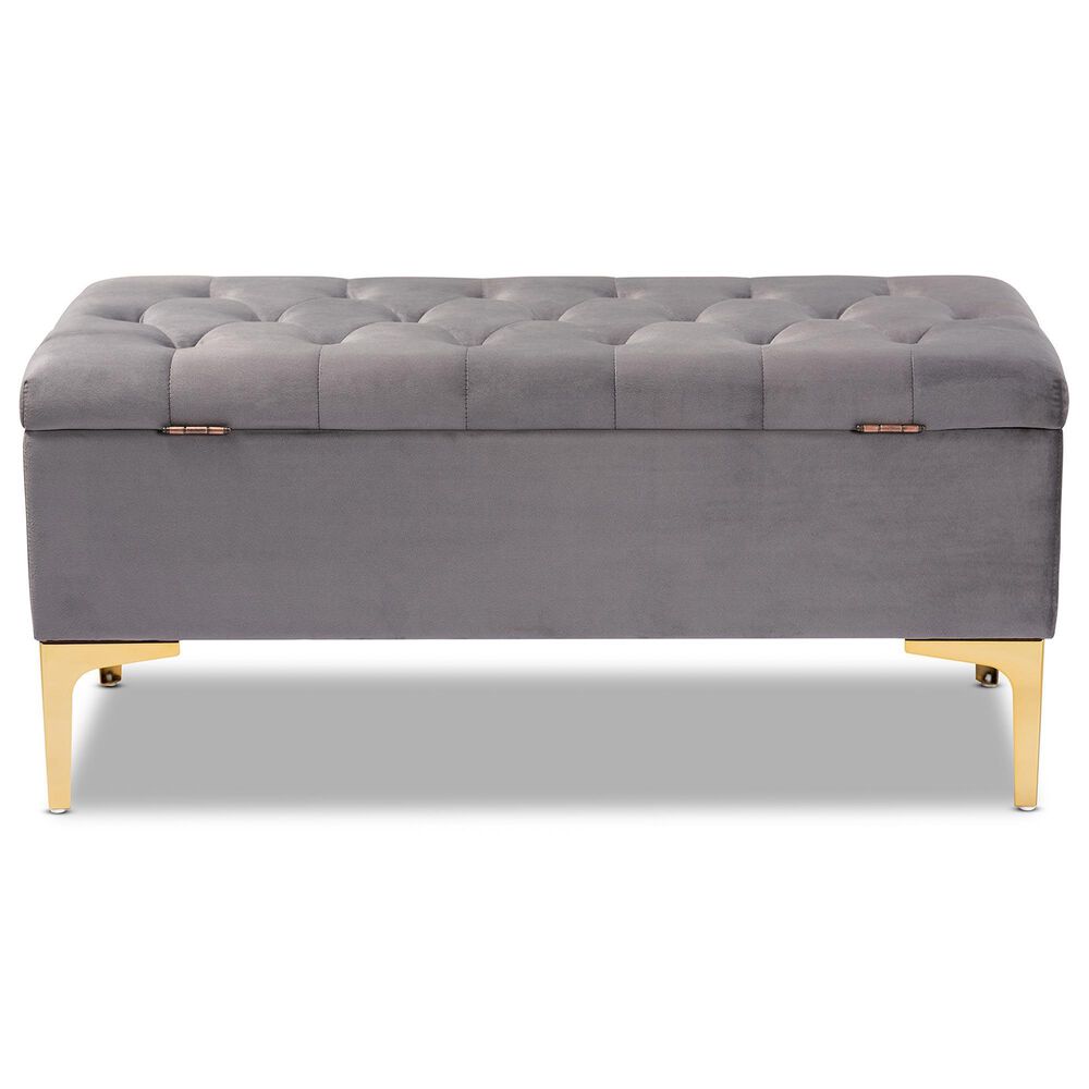 Baxton Studio Valere Storage Ottoman in Grey, , large