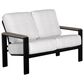 Telescope Larssen Stationary Patio Loveseat with Charter Silk Cushion in Black and Boardwalk, , large