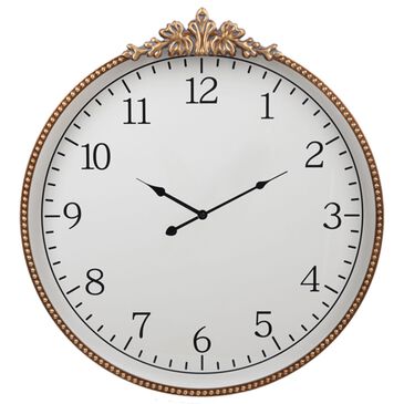 Ganz USA Round Ornate Frame Wall Clock in Gold, , large