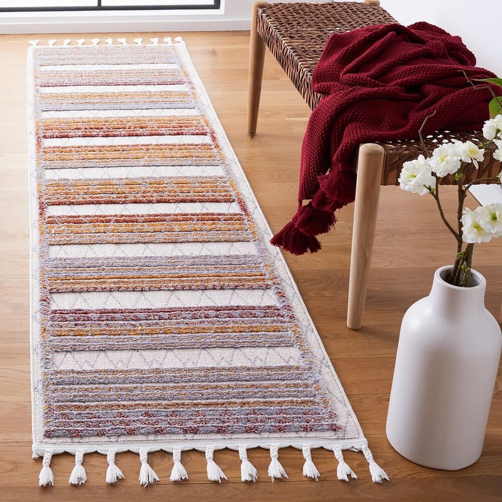 Safavieh Marrakesh Striped Southwestern 2&#39;2&quot; x 6&#39; Grey and Multicolor Runner, , large