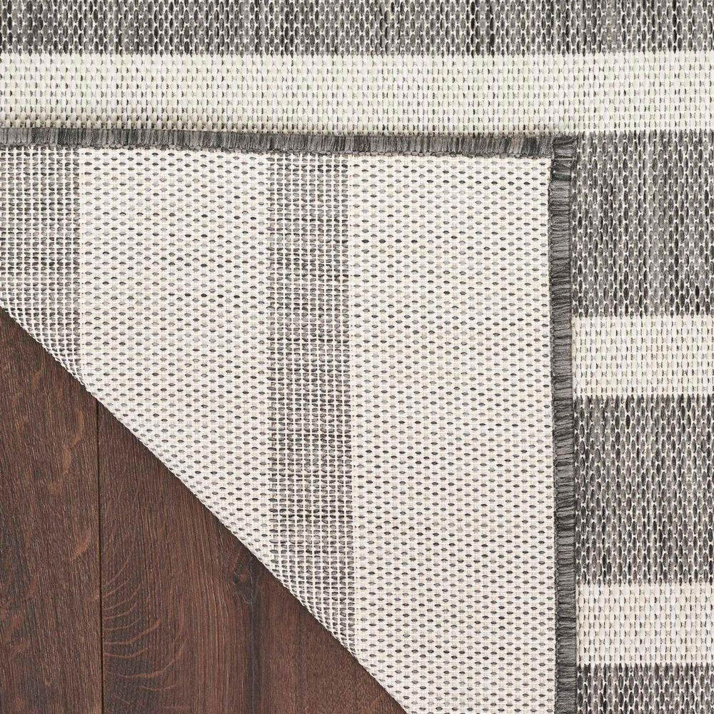 Nourison Positano POS03 Charcoal and Ivory 2&#39; x 6&#39; Indoor/Outdoor Runner, , large