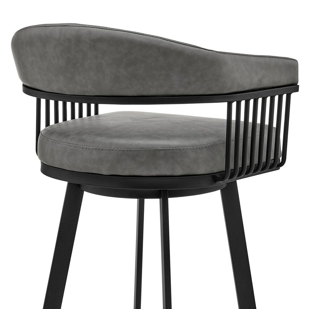 Blue River Chelsea 30&quot; Swivel Barstool with Vintage Gray Cushion in Matte Black, , large
