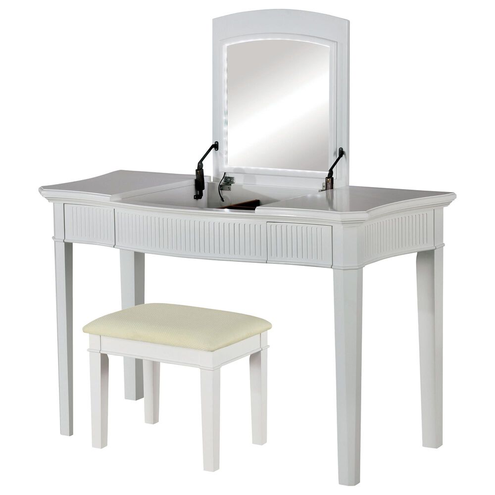 Furniture of America Conner 3 Piece Vanity Set in Ivory, , large
