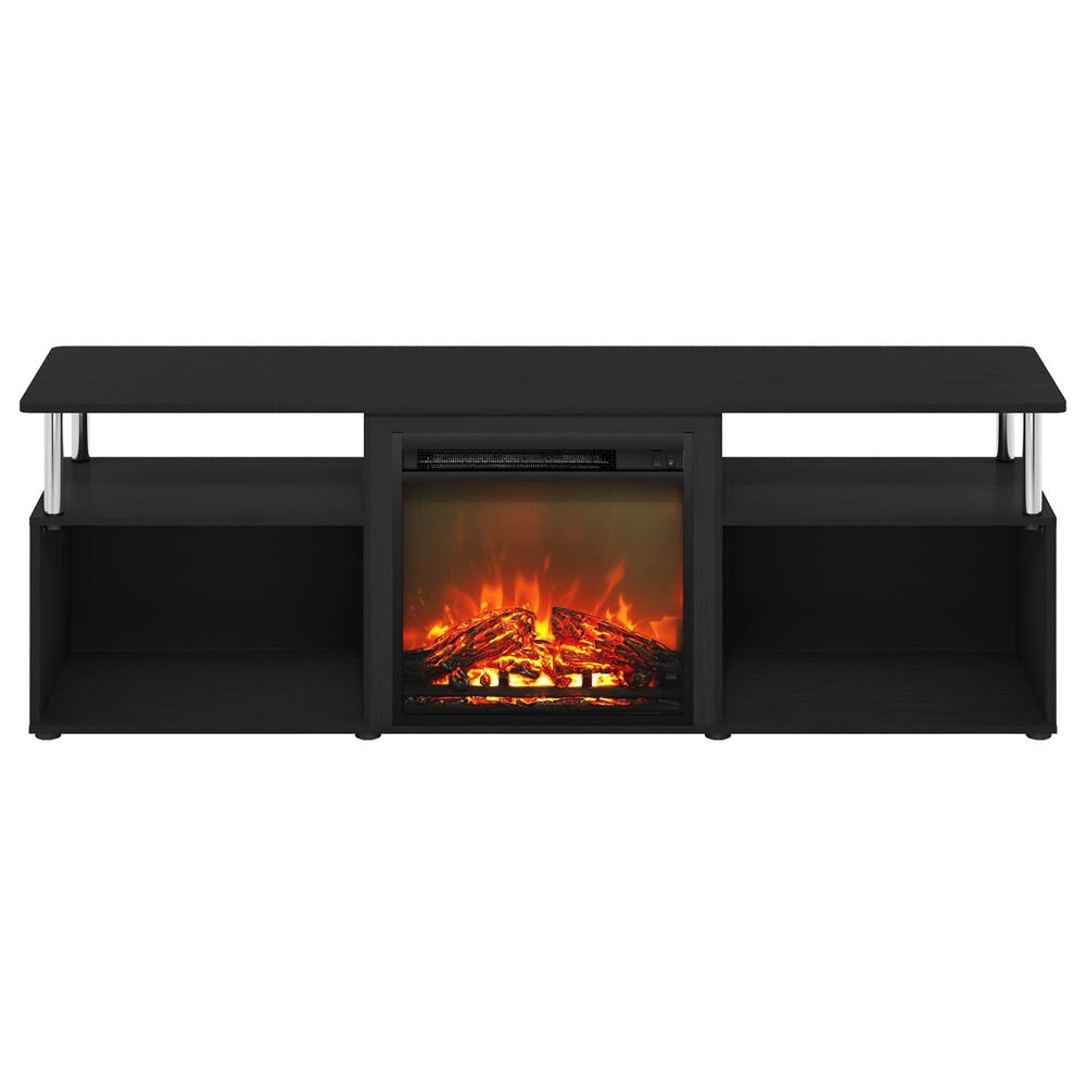 HOMLUX 63" TV Stand with Electric Fireplace in Americano and Stainless Steel, , large