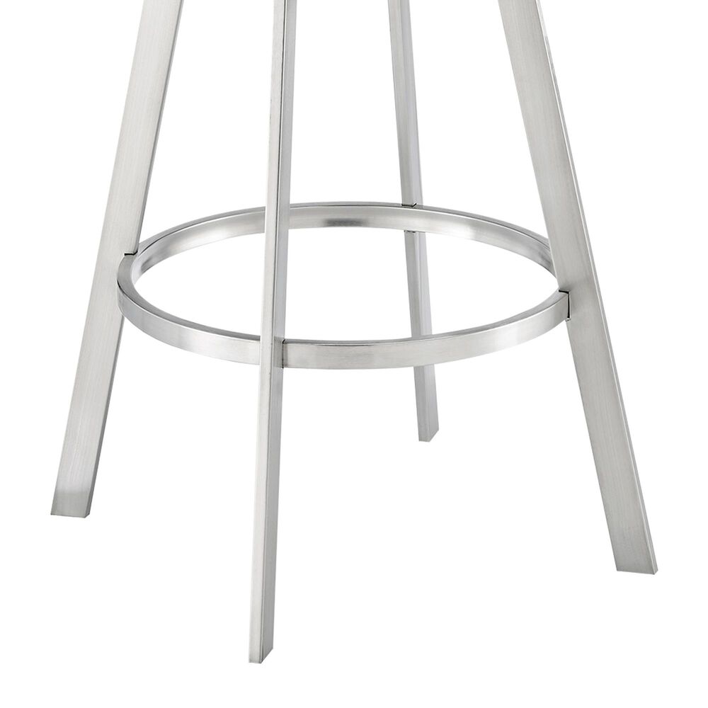 Blue River Flynn 26&quot; Swivel Counter Stool with White Cushion in Brushed Stainless Steel, , large