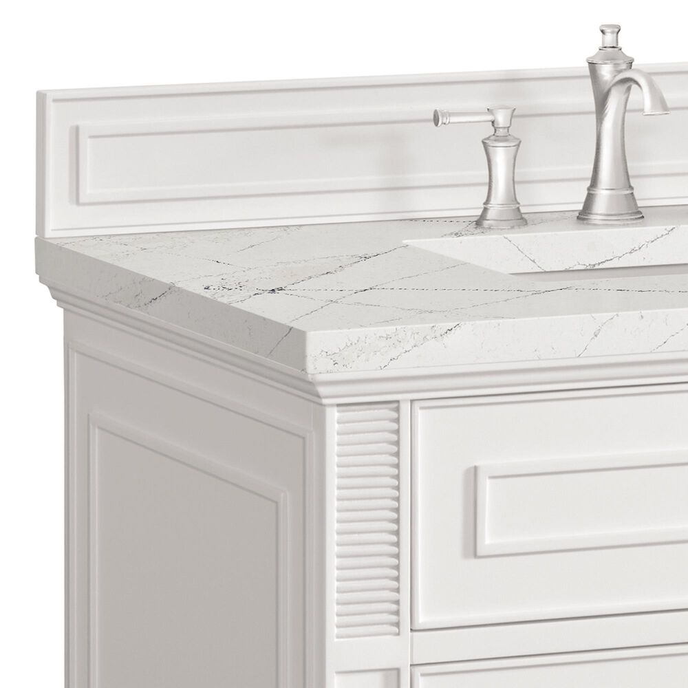 James Martin Vanities Lorelai 36&quot; Single Vanity in Bright White with 3 cm Ethereal Noctis Quartz Top, , large