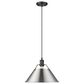 Golden Lighting Orwell 1-Light Wide Large Pendant with Pewter Shade in Matte Black, , large