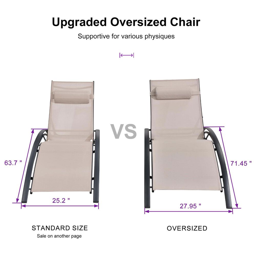 HOMLUX 3-Piece Oversized Patio Chaise Lounge Set in Beige, , large
