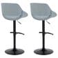 LumiSource Fabrico Swivel Adjustable Bar Stool with Blue Noise Fabric Upholstery and Rounded T Footrest in Black (Set of 2), , large