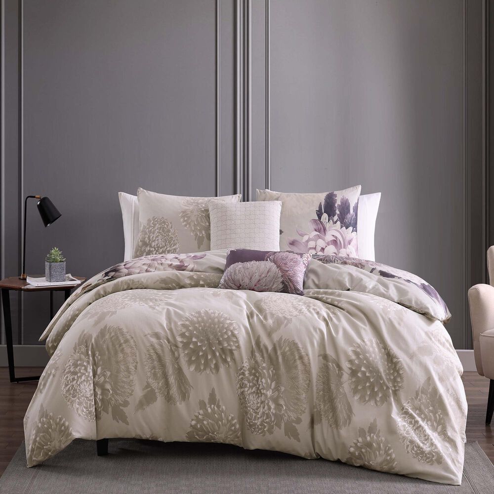 BEBEJAN Dahlia 5-Piece Reversible King Comforter Set in Purple, , large