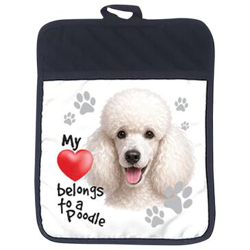 1 Brilliant Gift Heart Paws Poodle Pot Holder in White, , large