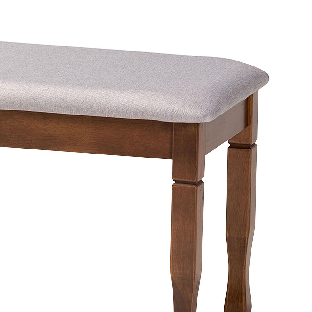 Baxton Studio Corey Dining Bench with Grey Cushion in Walnut Brown, , large