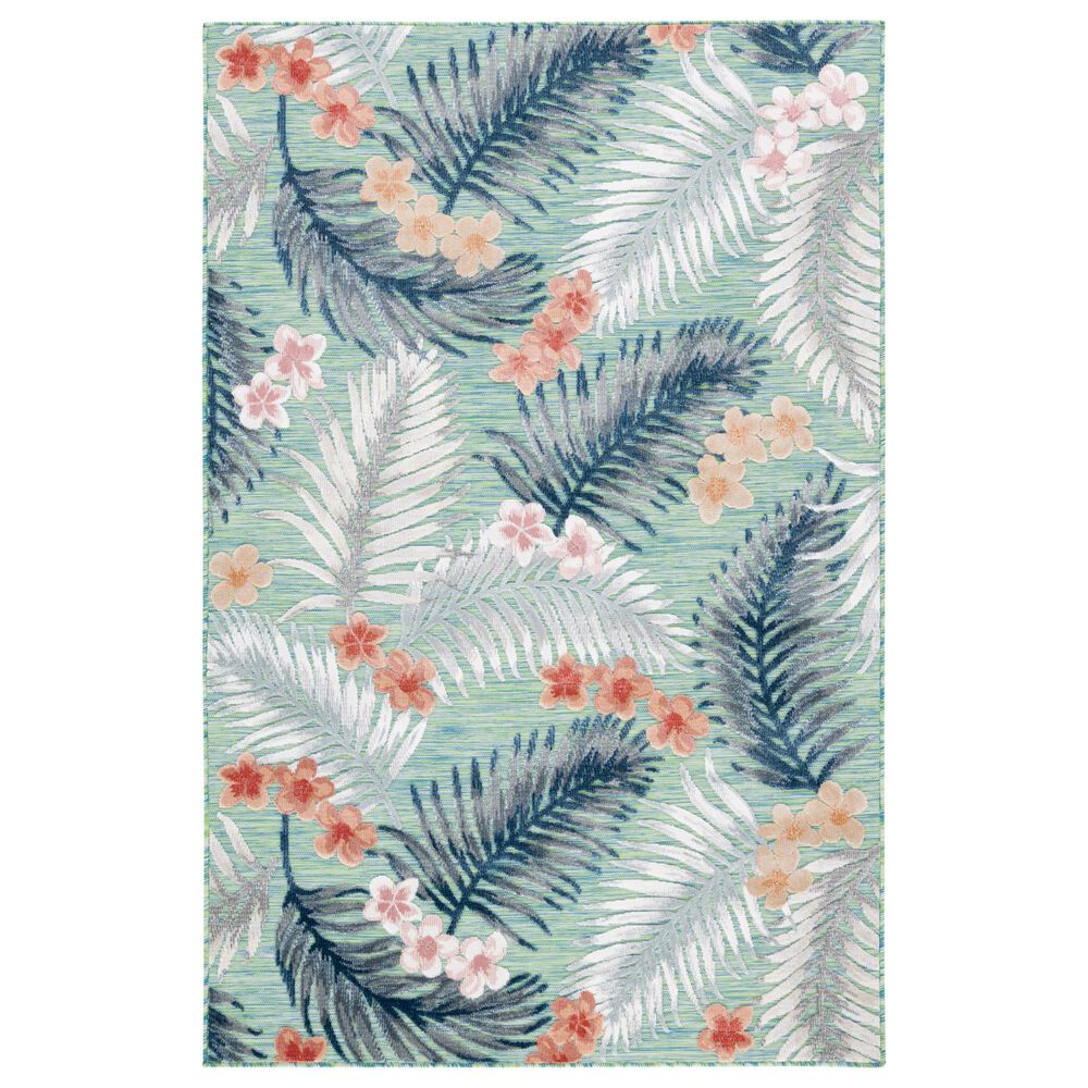 Safavieh Cabana CBN451Y 5"1" x 7"6" Green and Navy Indoor/Outdoor Area Performance Rug, , large