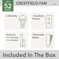 Hunter Crestfield 52" Remote Ceiling Fan with LED Lights in Matte Silver, , large