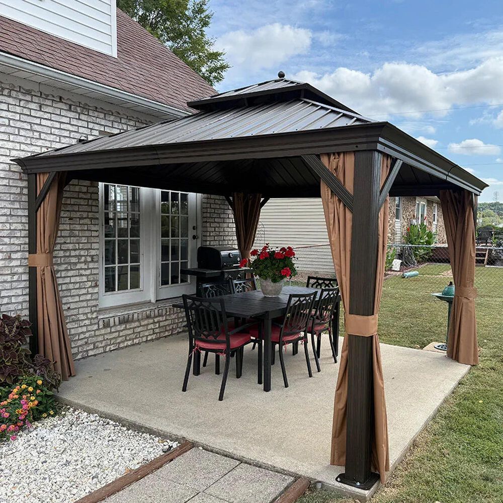 HOMLUX 12' x 12' Hardtop gazebo with double roof in Bronze, , large
