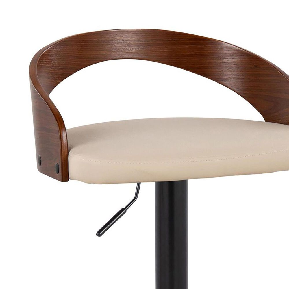 LumiSource Grotto Swivel Barstool with Cream Faux Leather Upholstery in Black and Walnut (Set of 2), , large