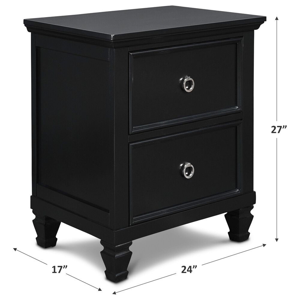 New Heritage Design 2-Drawer Nightstand in Black, , large