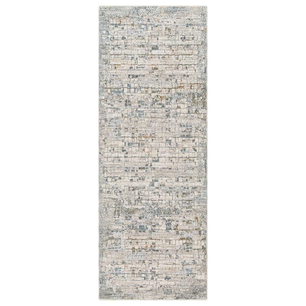 Surya Dresden Taupe, Off-White, Light Gray, Deep Teal, Dusty Sage, Ink Blue and Mustard 2&#39;7&quot; x 7&#39;3&quot; Runner, , large