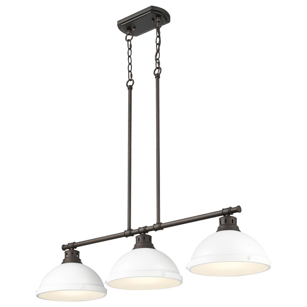 Golden Lighting Duncan 3-Light Pendant with Matte White Shade in Rubbed Bronze, , large
