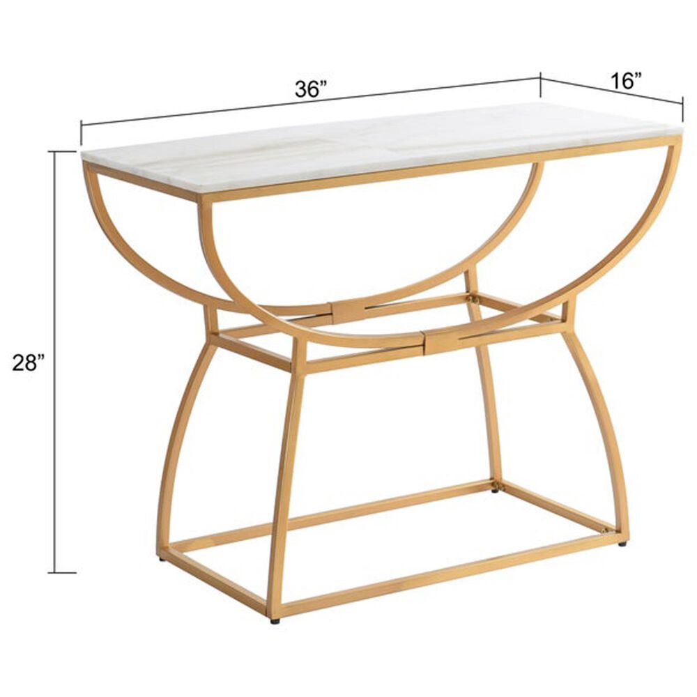 Stylecraft Lamps Inc Loren Console Table in Gold and White, , large