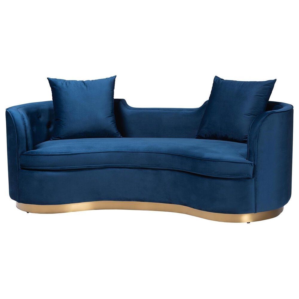 Baxton Studio Deserae Stationary Sofa in Navy Blue Velvet, , large