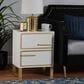 Baxton Studio Giolla 2-Drawer End Table in White and Gold, , large