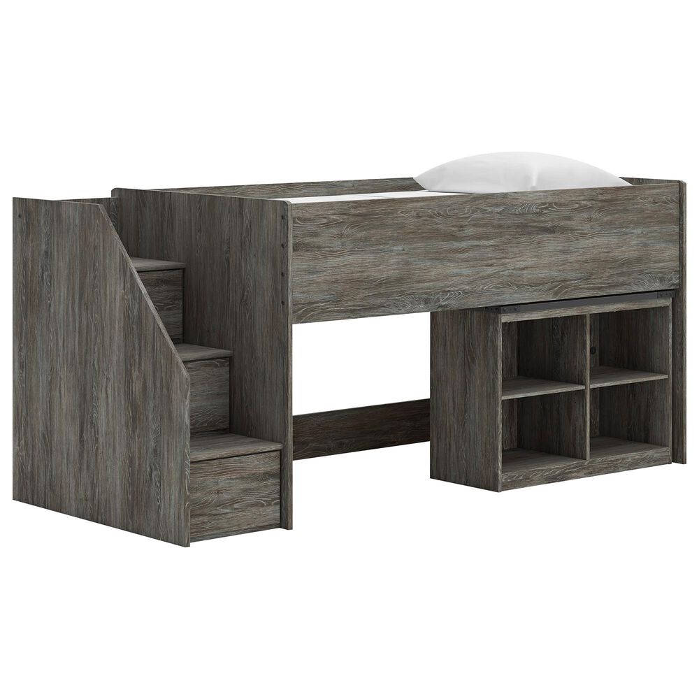 Ashley Frandern Twin Loft  Bed with Bookcase Storage in Gray, , large