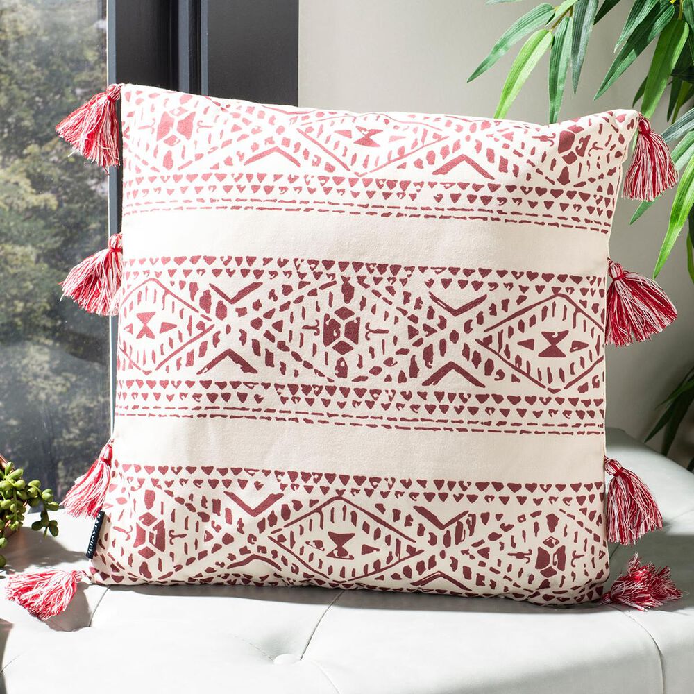 Safavieh Landria Pillow in Beige/Red, , large