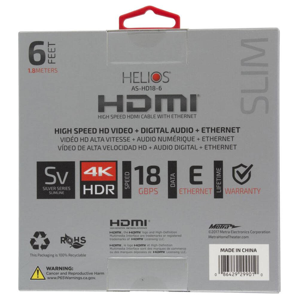Helios Silver Series HDMI Cable &#40;6 FT&#41;, , large