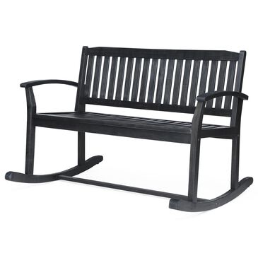 Hearth and Haven Baxter Outdoor Rocking Loveseat in Dark Grey, , large