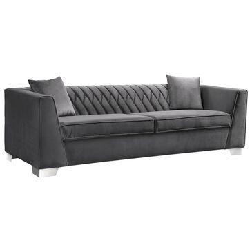 Blue River Cambridge Stationary Sofa in Dark Gray Velvet, , large
