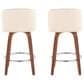 LumiSource Toriano Swivel Counter Stool with Cream Faux Leather Upholstery in Walnut and Chrome (Set of 2), , large