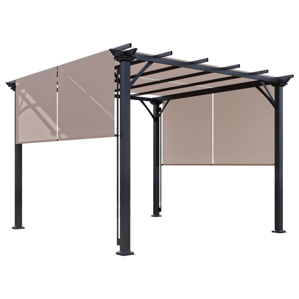 Sunwell Garden 10" x 10" Outdoor Metal Pergola with Canopy Shades in Beige, , large