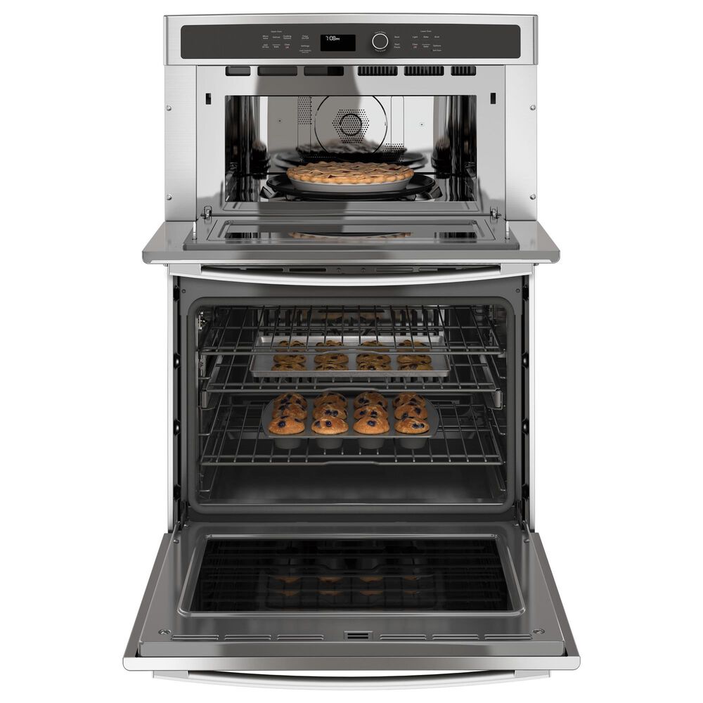 GE Profile 2-Piece Kitchen Package with Stainless Steel 30&quot; Built-In Combination Convection Wall Oven and 36&quot; Electric Cooktop in Black, , large