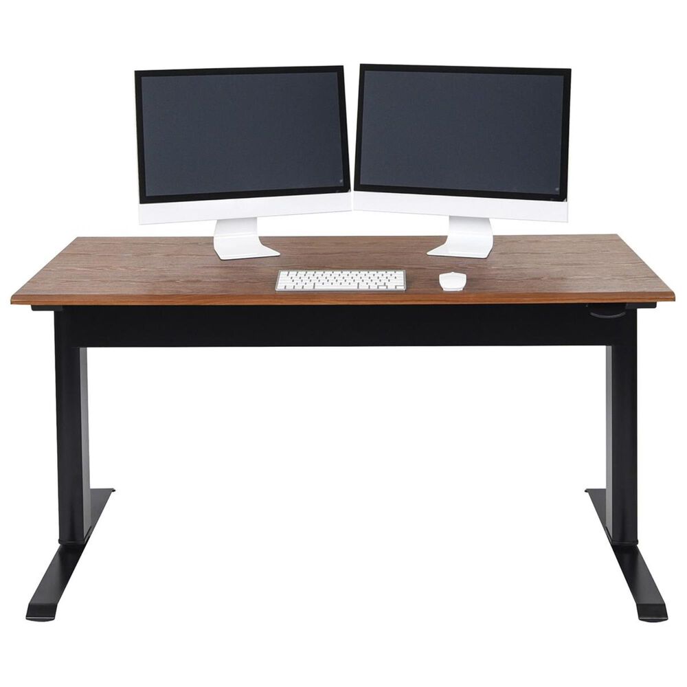 Luxor 56" Pneumatic Adjustable Height Standing Desk in Black/Teak