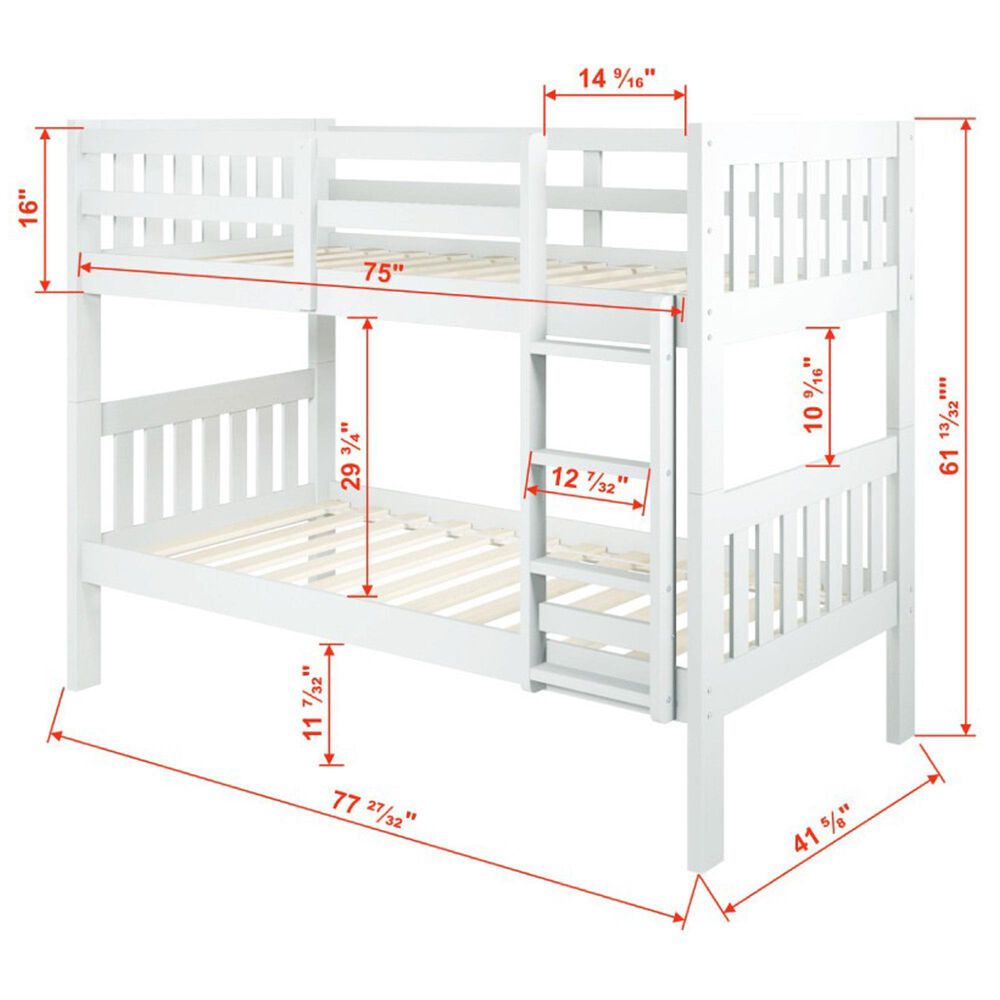 Forest Grove Mission Twin Over Twin Bunk Bed in White, , large
