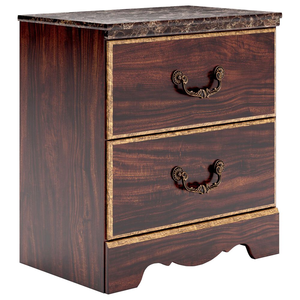 Ashley Glosmount 2-Drawer Nightstand in Glossy Reddish Brown and Gold, , large