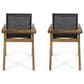Hearth and Haven Belfast Outdoor Dining Chair with Teak Frame in Black (Set of 2), , large