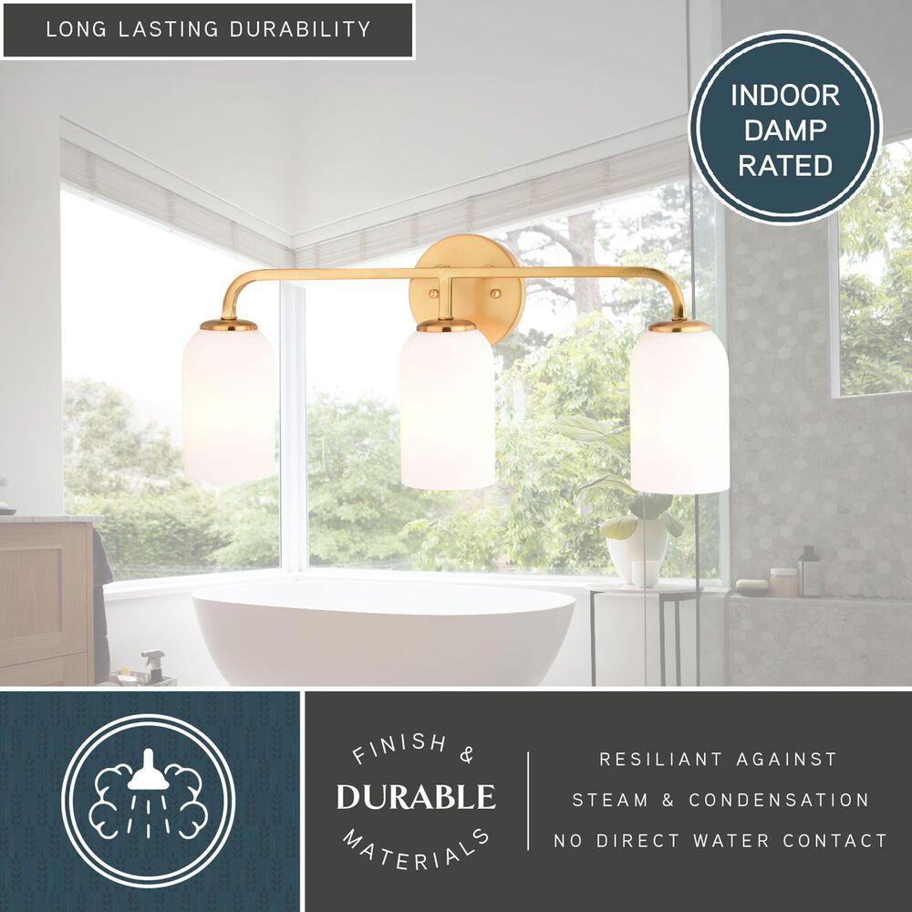Vaxcel Shelby 3-Light Bathroom Vanity in Natural Brass, , large