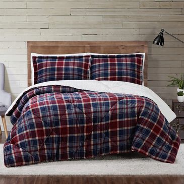 Pem America Truly Soft Cuddle Warmth 3-Piece Twin XL Comforter Set in Blue to Red Plaid, , large