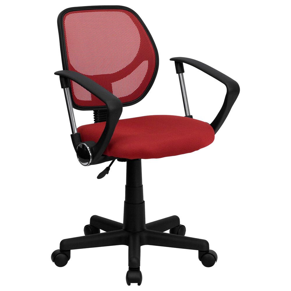 Flash Furniture Swivel Contemporary Task Chair in Red and Black, , large