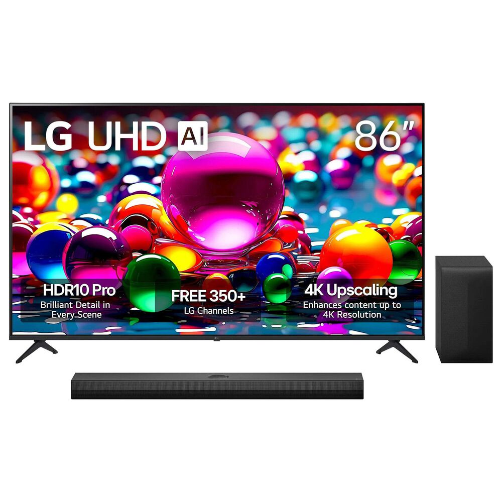 LG 86" Class UA77 4K UHD AI - Smart TV with 3.1.1 Channel Soundbar System in Black, , large