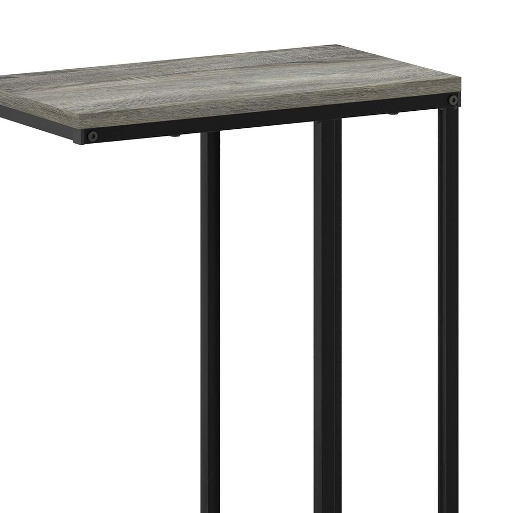 HOMLUX C Shaped Side Table in French Oak Grey and Black, , large
