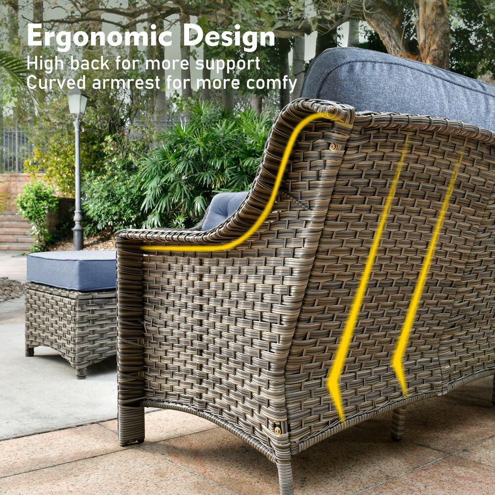 HOMLUX 5-Piece Patio Conversation Set with Two Ottomans in Denim Blue, , large