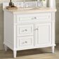James Martin Vanities Lorelai 36" Single Vanity in Bright White with 3 cm Eternal Marfil Quartz Top, , large