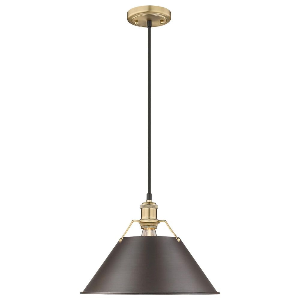 Golden Lighting Orwell 1-Light Wide Large Pendant with Rubbed Bronze Shade in Brushed Champagne Bronze, , large