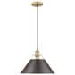 Golden Lighting Orwell 1-Light Wide Large Pendant with Rubbed Bronze Shade in Brushed Champagne Bronze, , large
