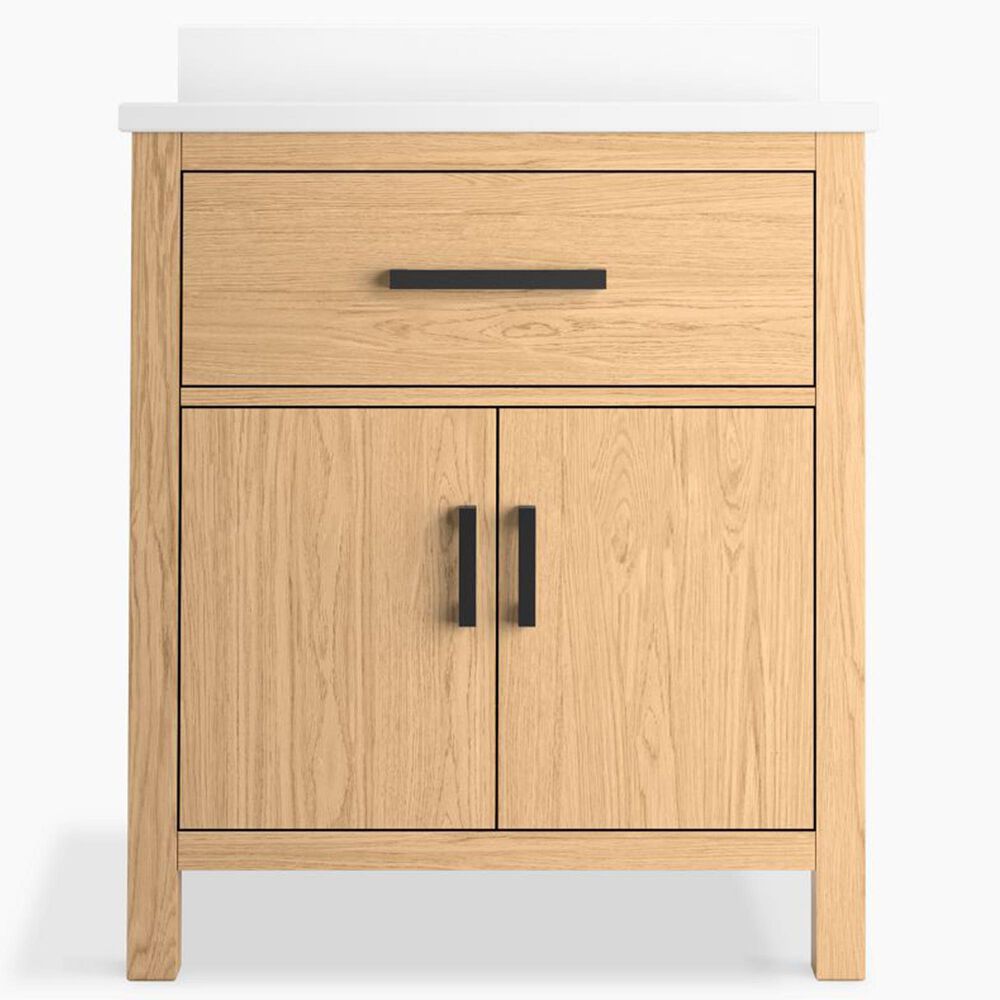 Kohler Kresla 30" Single Bathroom Vanity in Light Oak with 3 cm White Quartz Top and Rectangular Sink, , large