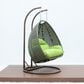 Leisuremod 57" Patio 2-Seat Hanging Egg Swing Chair with Light Green Cushion in Beige, , large